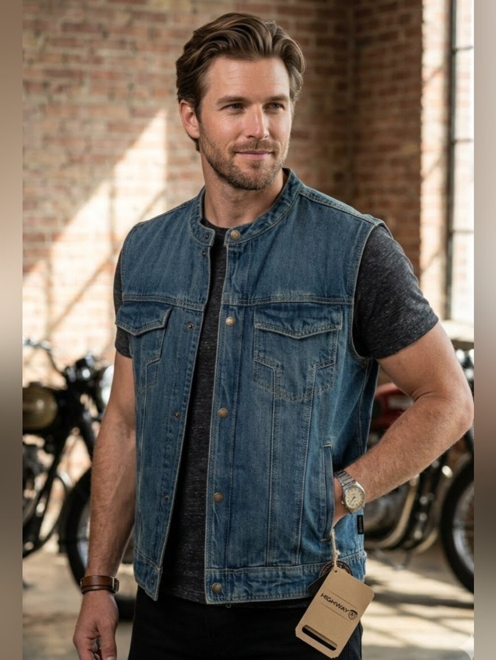 Highway 21 Denim Motorcycle Vest NWT
